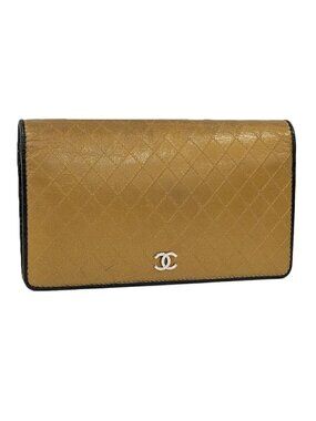 Chanel Bicolor Gold Black Bifold Wallet
